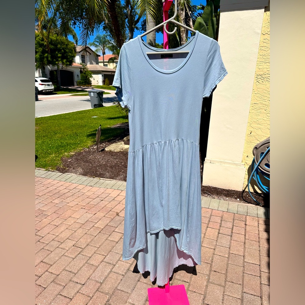 Michael Lauren light blue hi-low t shirt dress